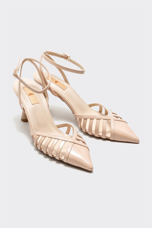 Bej topuklu kadın ayakkabı - Elle Shoes