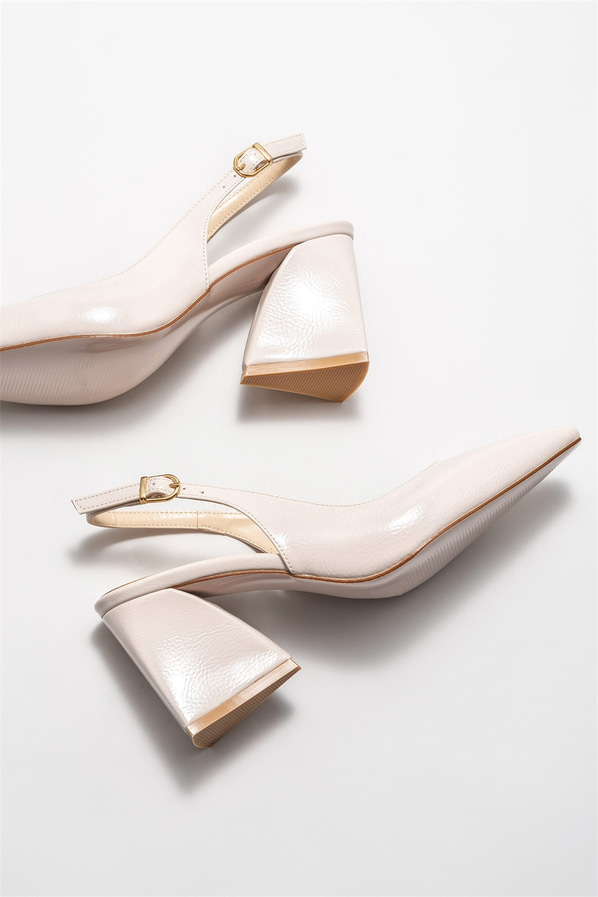 Bej topuklu kadın ayakkabı - Elle Shoes