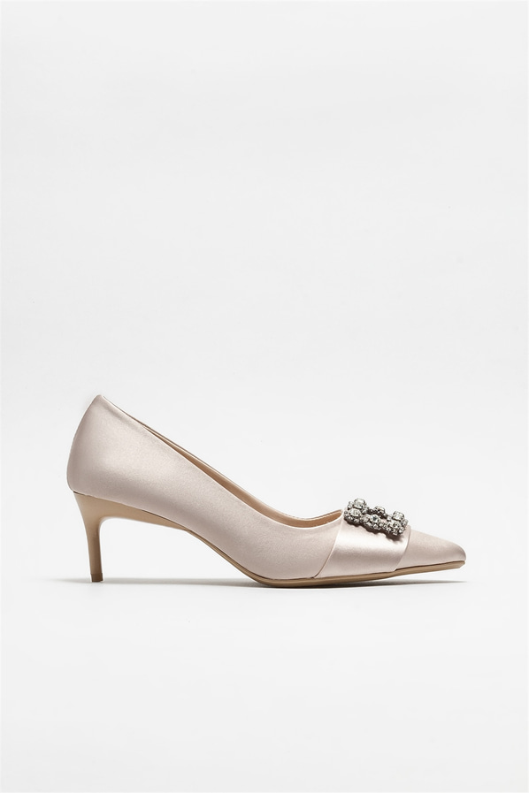 Bej topuklu kadın ayakkabı - Elle Shoes