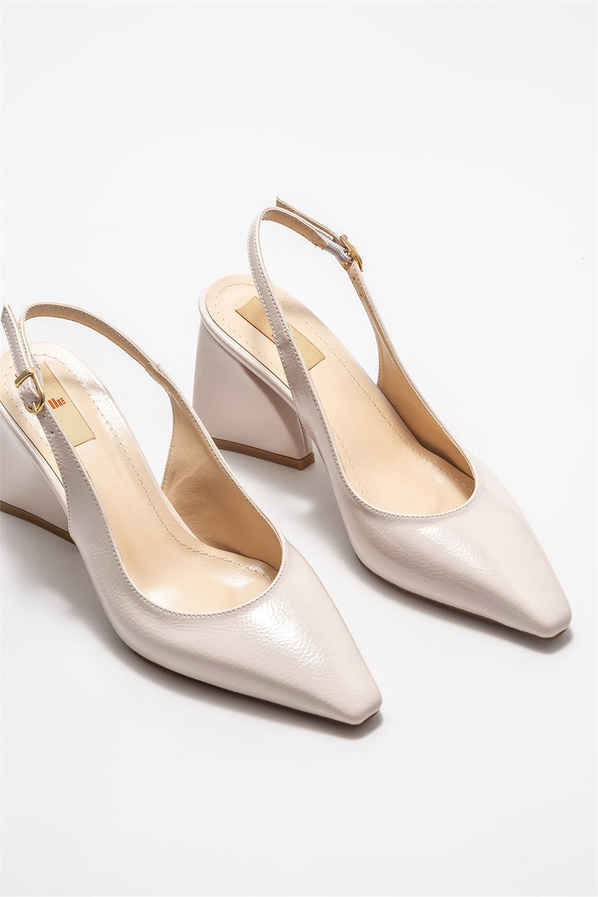 Bej topuklu kadın ayakkabı - Elle Shoes