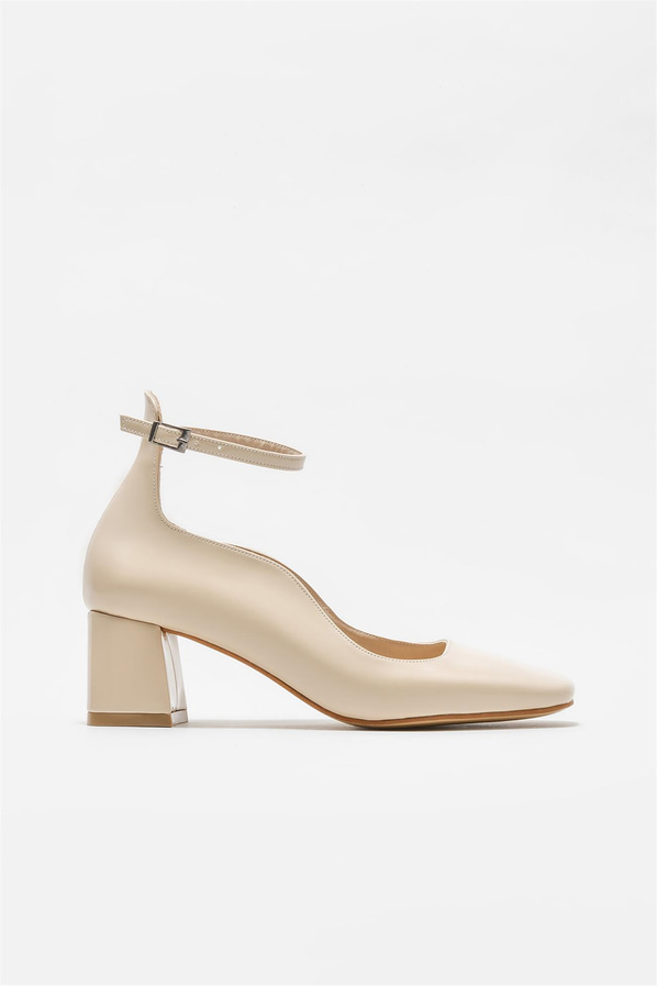 Bej topuklu kadın ayakkabı - Elle Shoes