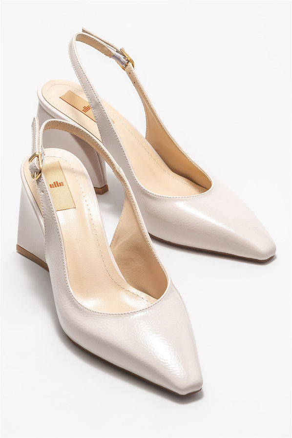 Bej topuklu kadın ayakkabı - Elle Shoes