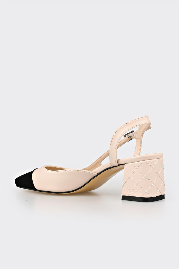 Bej topuklu kadın ayakkabı - Elle Shoes