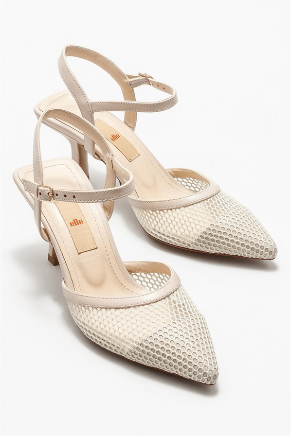 Bej topuklu kadın ayakkabı - Elle Shoes