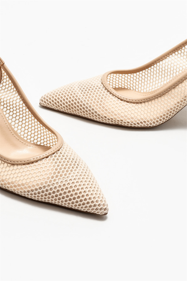 Bej topuklu kadın ayakkabı - Elle Shoes