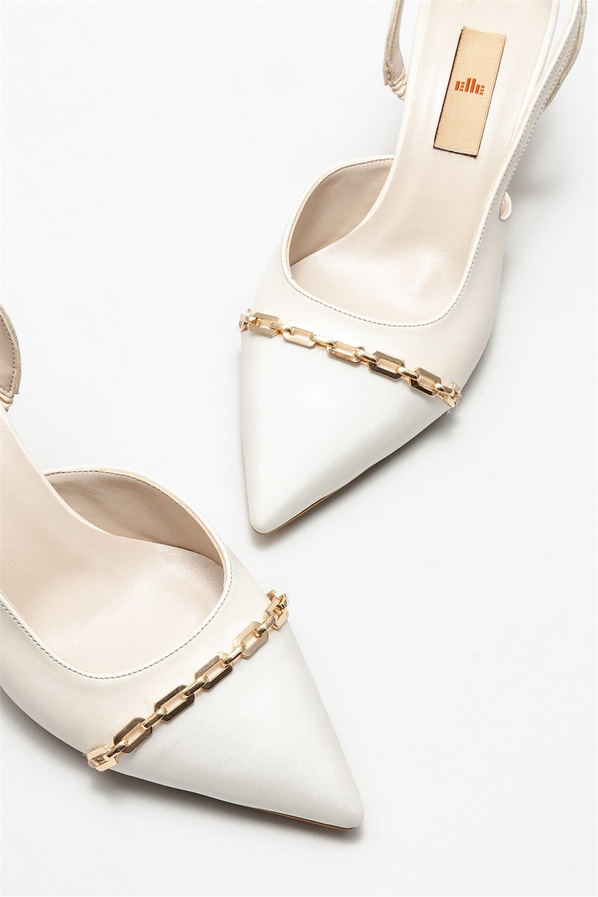Bej topuklu kadın ayakkabı - Elle Shoes