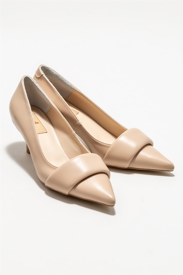 Bej topuklu kadın ayakkabı - Elle Shoes