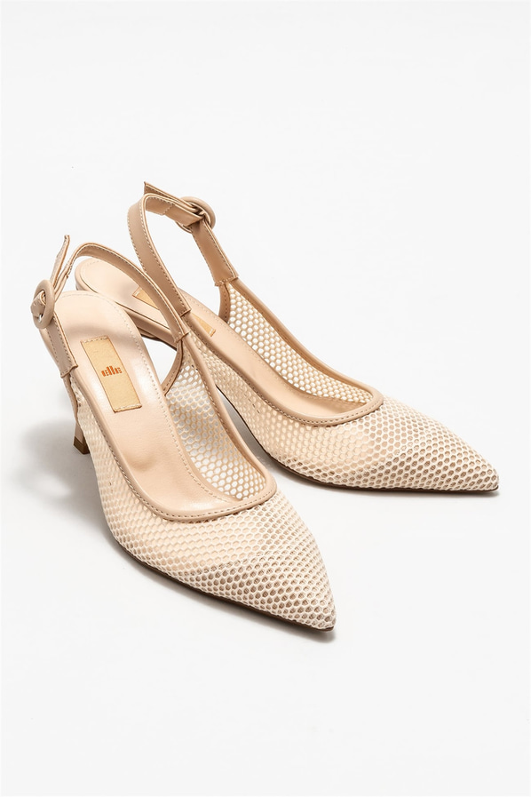 Bej topuklu kadın ayakkabı - Elle Shoes