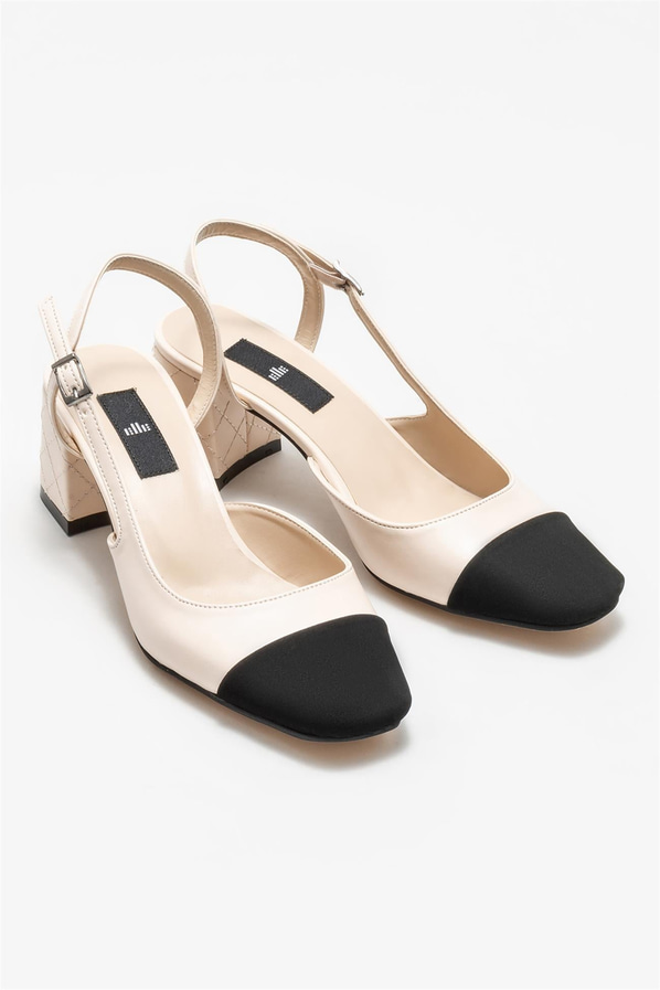 Bej topuklu kadın ayakkabı - Elle Shoes