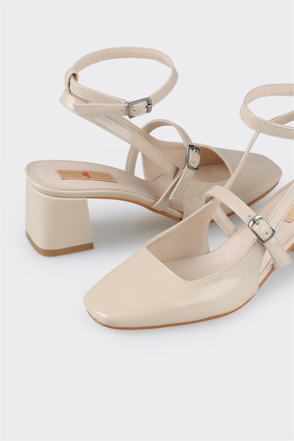 Bej topuklu kadın ayakkabı - Elle Shoes