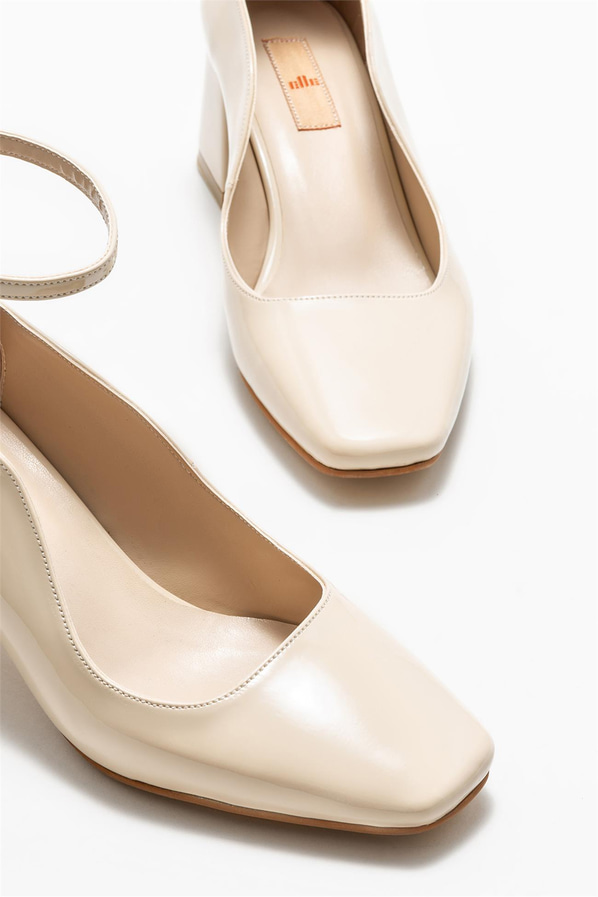 Bej topuklu kadın ayakkabı - Elle Shoes