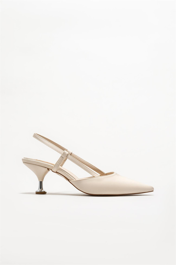 Bej topuklu kadın ayakkabı - Elle Shoes