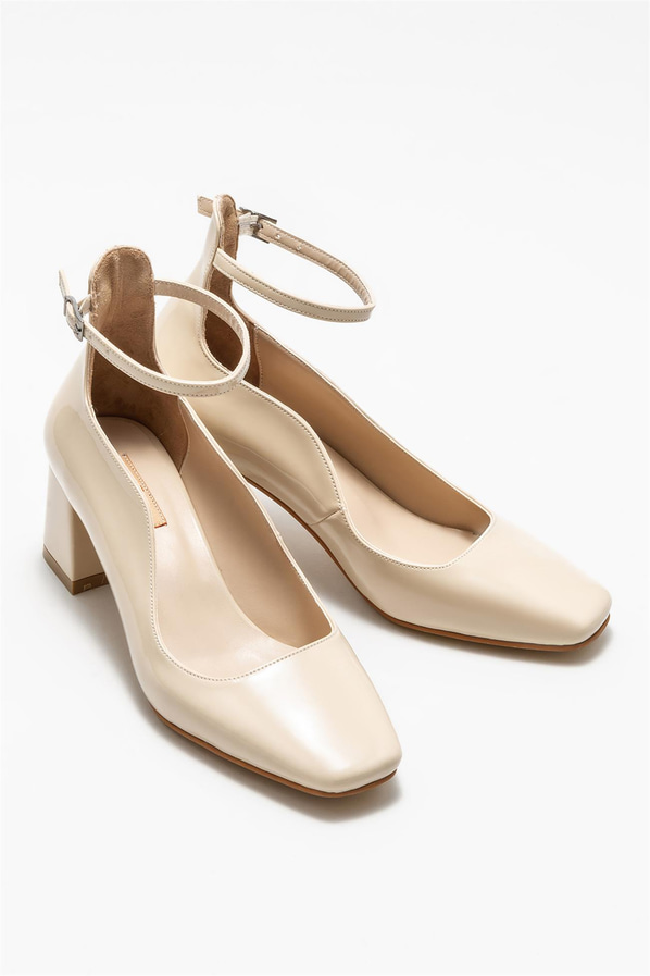 Bej topuklu kadın ayakkabı - Elle Shoes