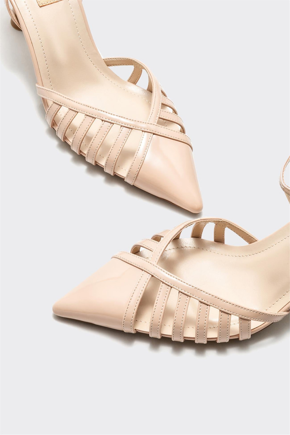 Bej topuklu kadın ayakkabı - Elle Shoes