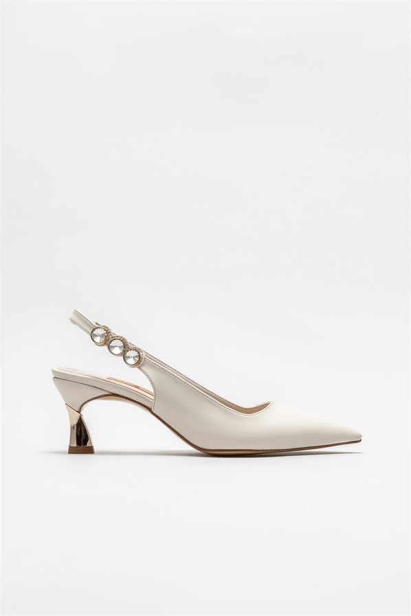 Bej topuklu kadın ayakkabı - Elle Shoes