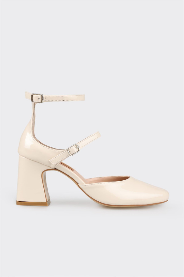 Bej topuklu kadın ayakkabı - Elle Shoes