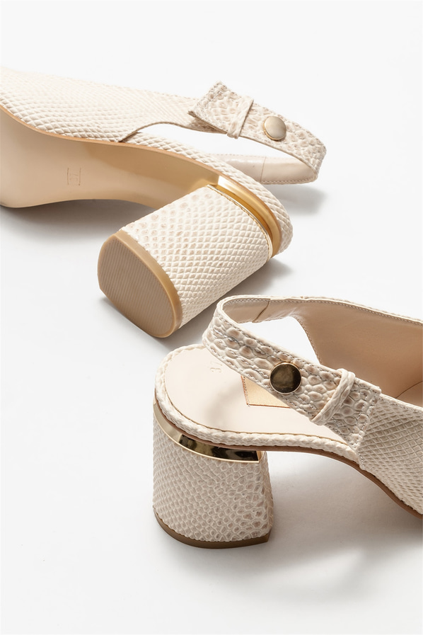 Bej topuklu kadın ayakkabı - Elle Shoes