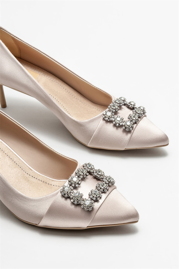 Bej topuklu kadın ayakkabı - Elle Shoes