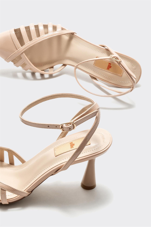 Bej topuklu kadın ayakkabı - Elle Shoes