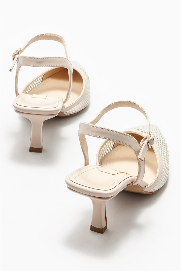 Bej topuklu kadın ayakkabı - Elle Shoes