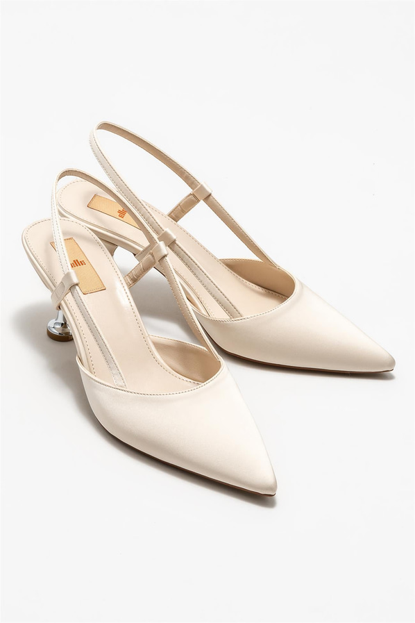 Bej topuklu kadın ayakkabı - Elle Shoes