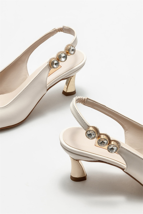 Bej topuklu kadın ayakkabı - Elle Shoes
