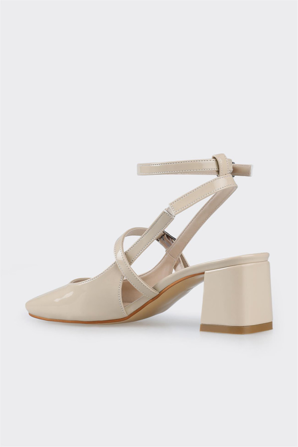 Bej topuklu kadın ayakkabı - Elle Shoes
