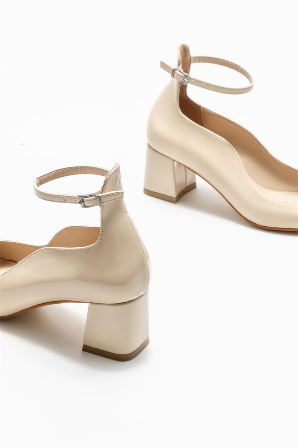 Bej topuklu kadın ayakkabı - Elle Shoes