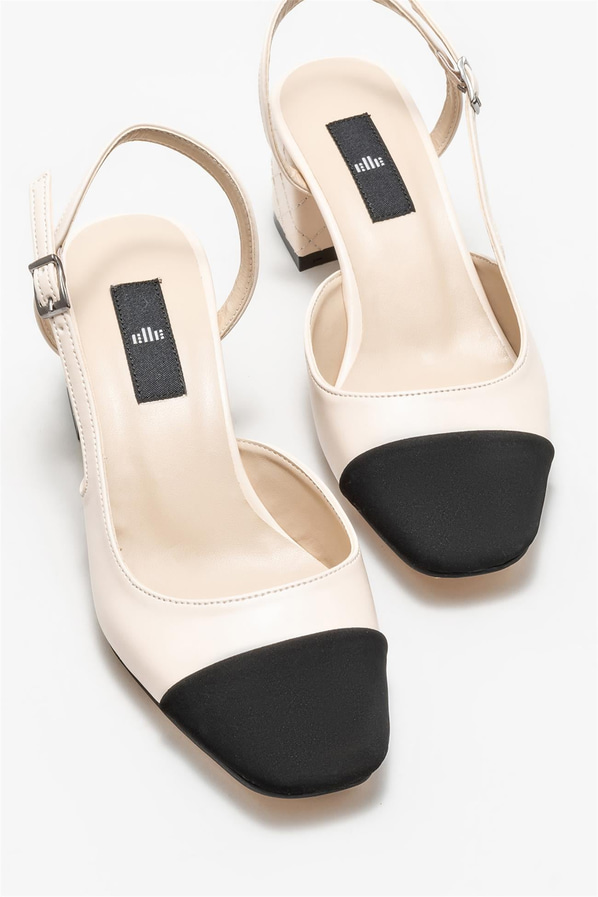 Bej topuklu kadın ayakkabı - Elle Shoes