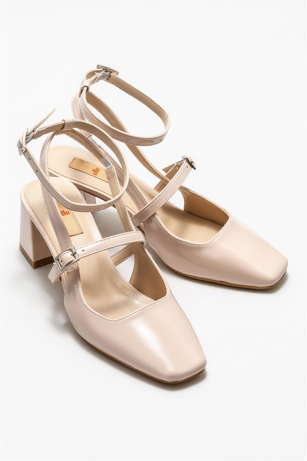 Bej topuklu kadın ayakkabı - Elle Shoes