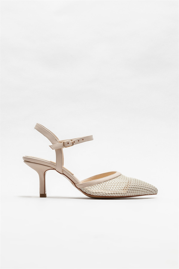 Bej topuklu kadın ayakkabı - Elle Shoes