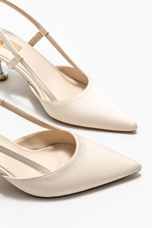 Bej topuklu kadın ayakkabı - Elle Shoes