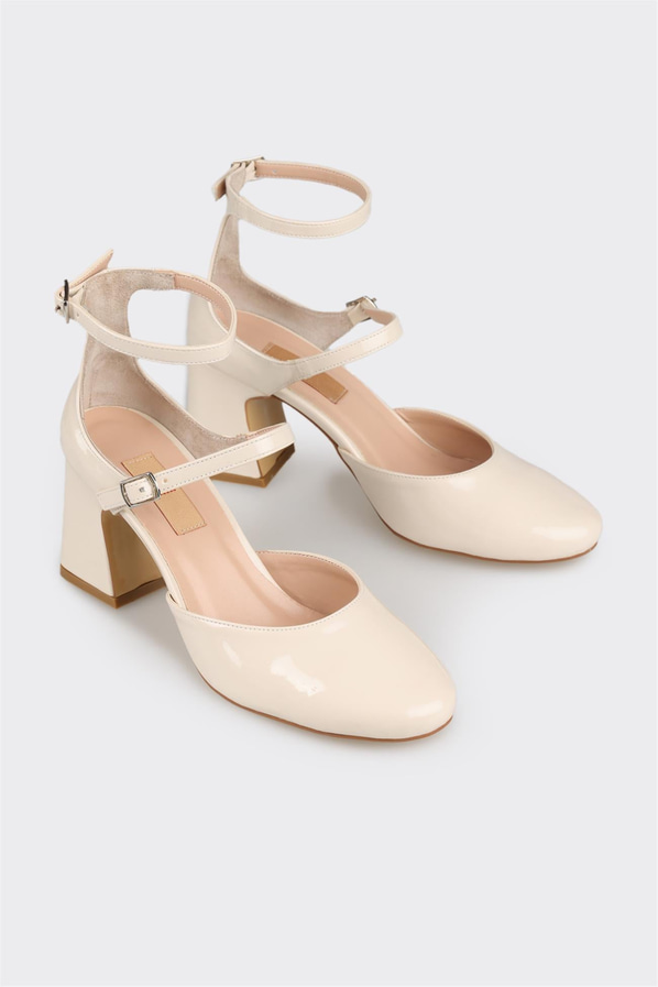 Bej topuklu kadın ayakkabı - Elle Shoes