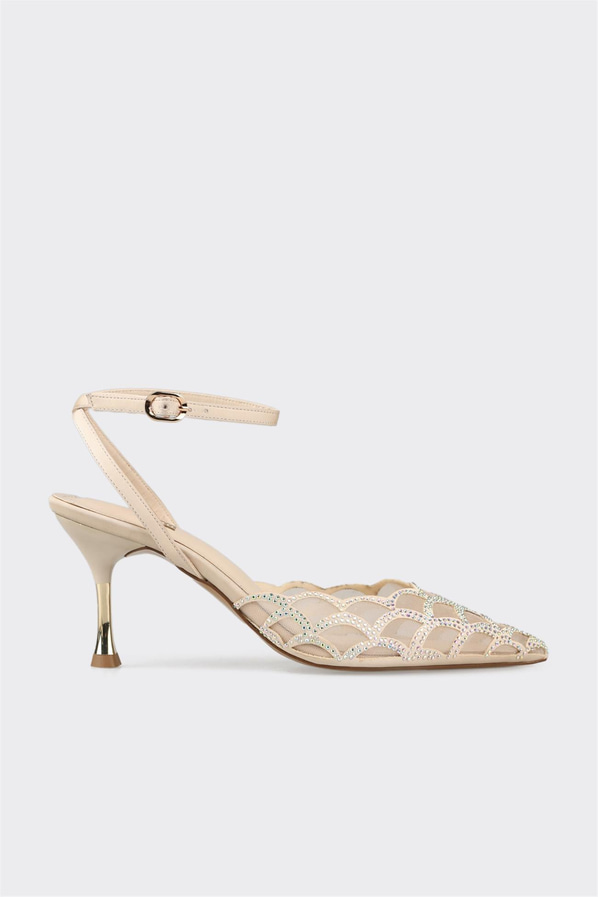 Bej topuklu kadın ayakkabı - Elle Shoes