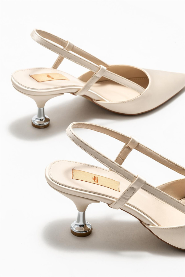 Bej topuklu kadın ayakkabı - Elle Shoes