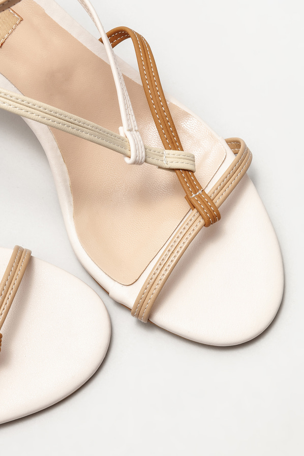Bej topuklu kadın sandalet - Elle Shoes