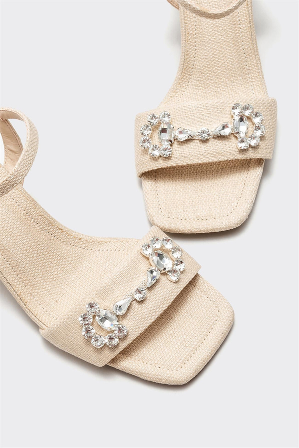 Bej topuklu kadın sandalet - Elle Shoes