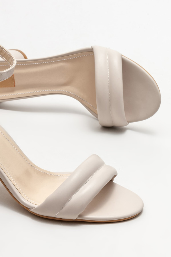 Bej topuklu kadın sandalet - Elle Shoes