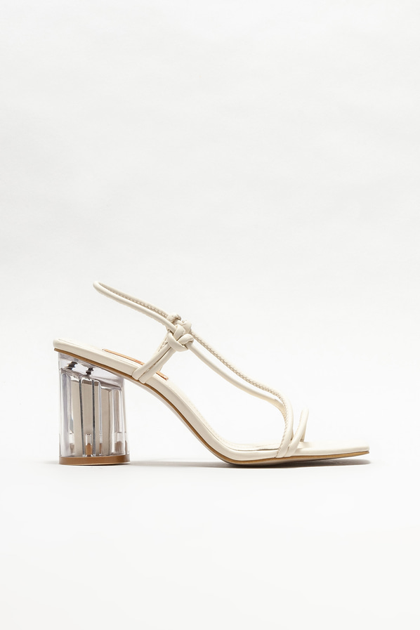 Bej topuklu kadın sandalet - Elle Shoes