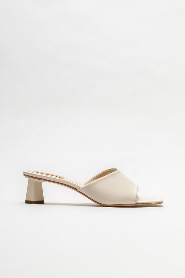 Bej topuklu kadın terlik - Elle Shoes