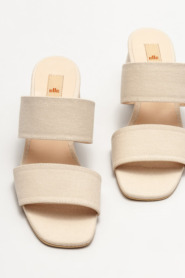 Bej topuklu kadın terlik - Elle Shoes