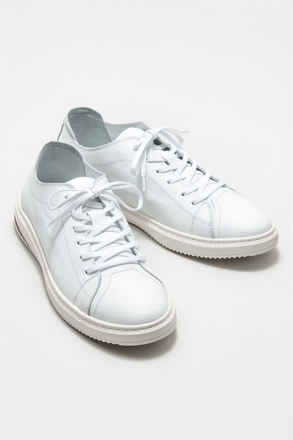 Beyaz deri erkek günlük ayakkabı, günlük kullanım için - Elle Shoes