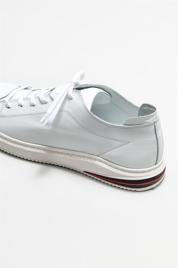 Beyaz deri erkek günlük ayakkabı, günlük kullanım için - Elle Shoes