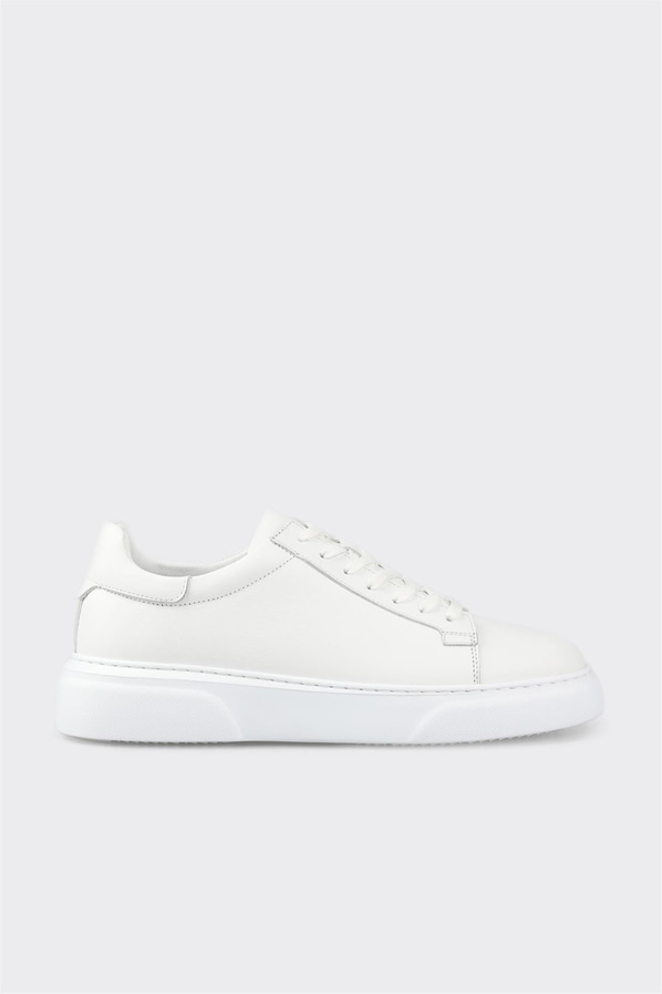 Beyaz deri erkek günlük ayakkabı, rahat kullanım için - Elle Shoes