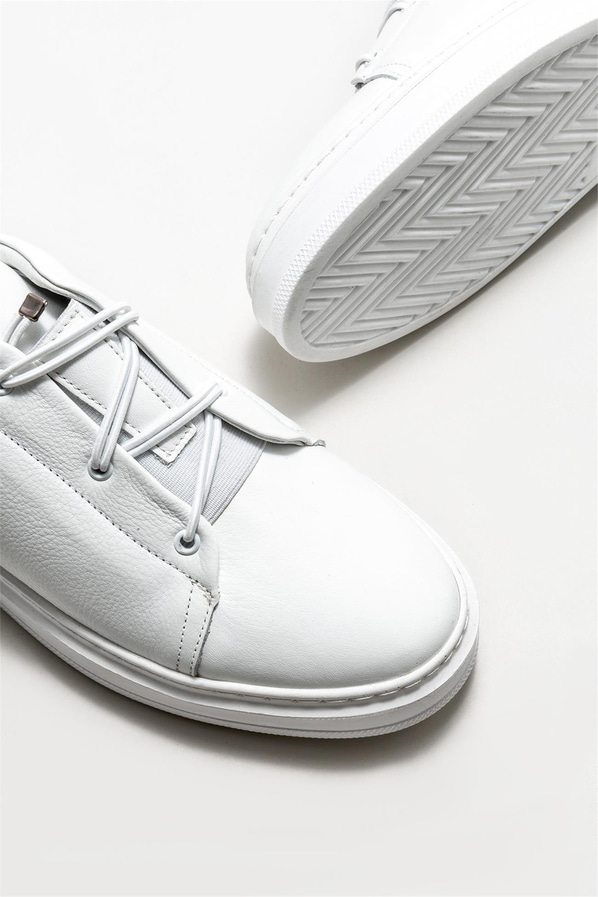 Beyaz deri erkek günlük ayakkabı, günlük kullanım için - Elle Shoes