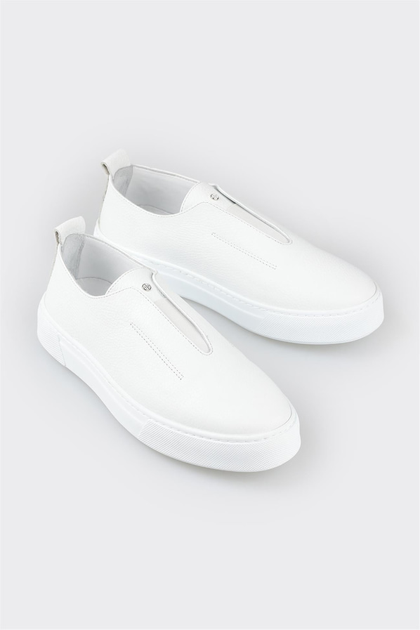 Beyaz deri erkek günlük ayakkabı, günlük kullanım için - Elle Shoes