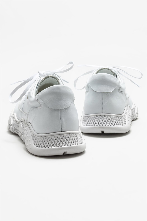 Beyaz deri erkek günlük ayakkabı, günlük kullanım için - Elle Shoes