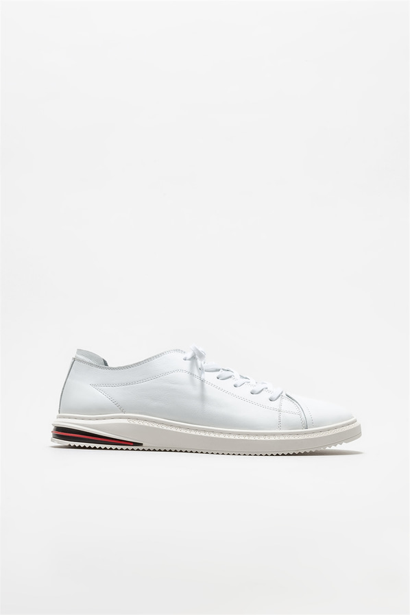 Beyaz deri erkek günlük ayakkabı, günlük kullanım için - Elle Shoes