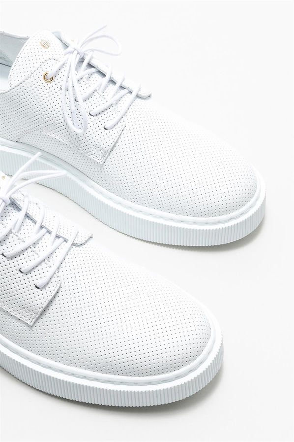 Beyaz deri erkek günlük ayakkabı, günlük kullanım için - Elle Shoes