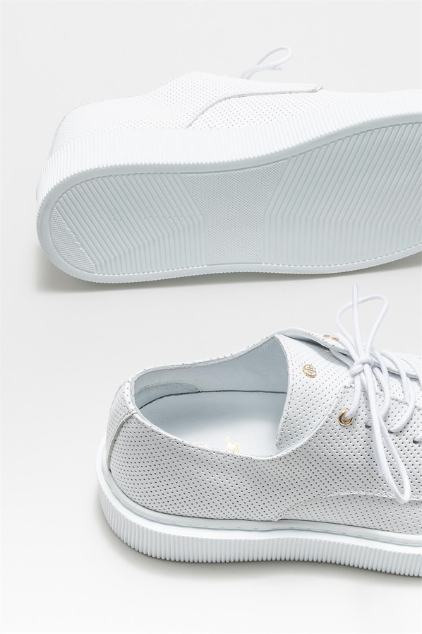 Beyaz deri erkek günlük ayakkabı, günlük kullanım için - Elle Shoes